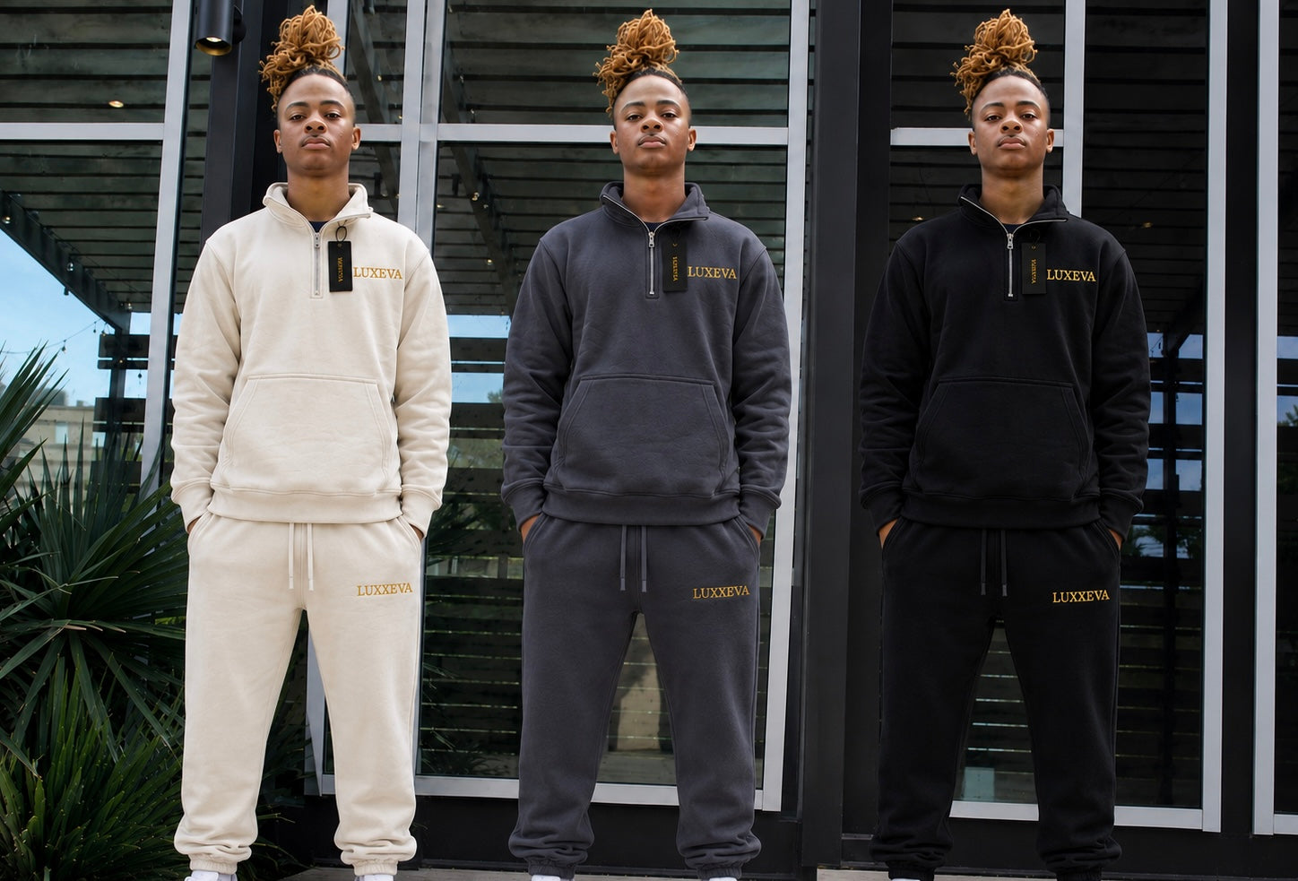 LUXXEVA Essential Quarter Zip Set