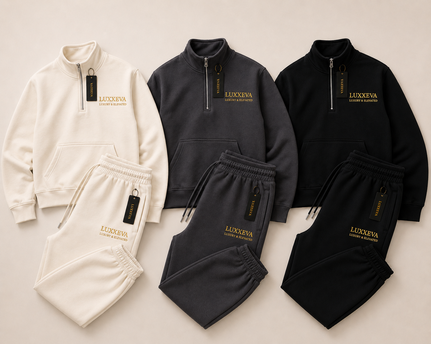 LUXXEVA Essential Quarter Zip Set